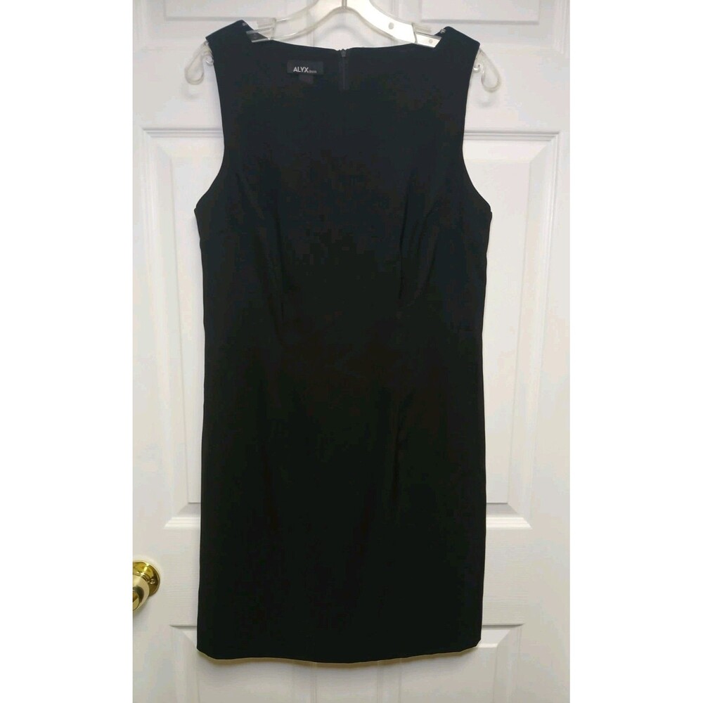 ALYX Sheath Dress Black Satin Blend Sleeveless Round Neck Size 12